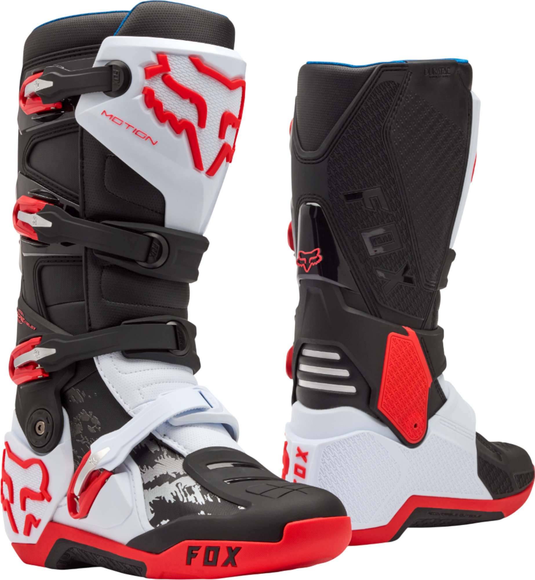 Motorcycle boots men Fox Racing Motion Boots - White/Flo Red