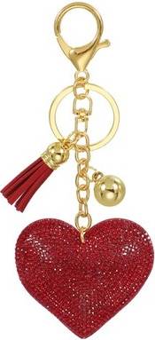 Uxcell Rhinestone Heart Shape Keychain Red