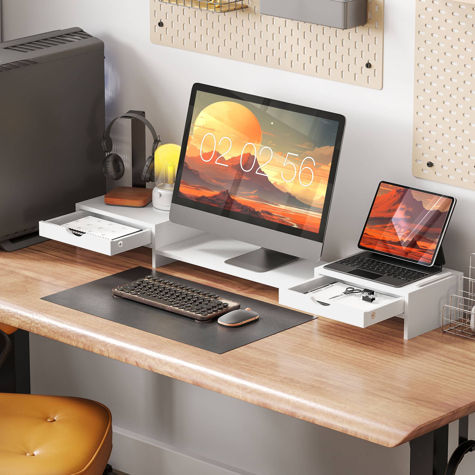 Homcom Dual Monitor Stand Riser 116cm