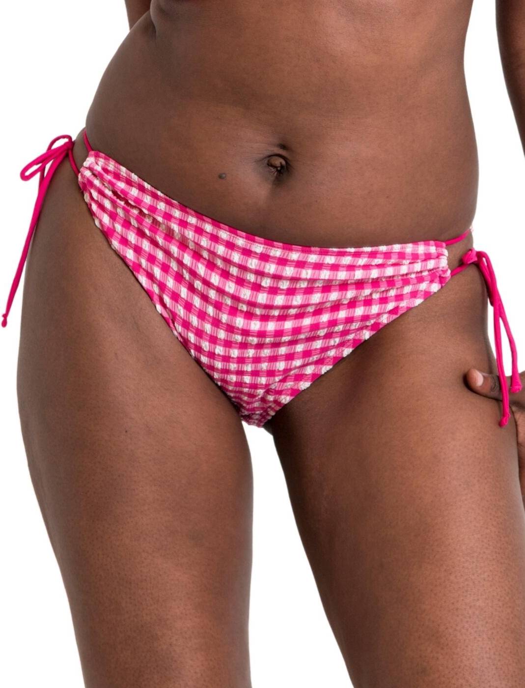 Curvy Kate Holiday Check Tie Side Bikini Brief - Raspberry Pink