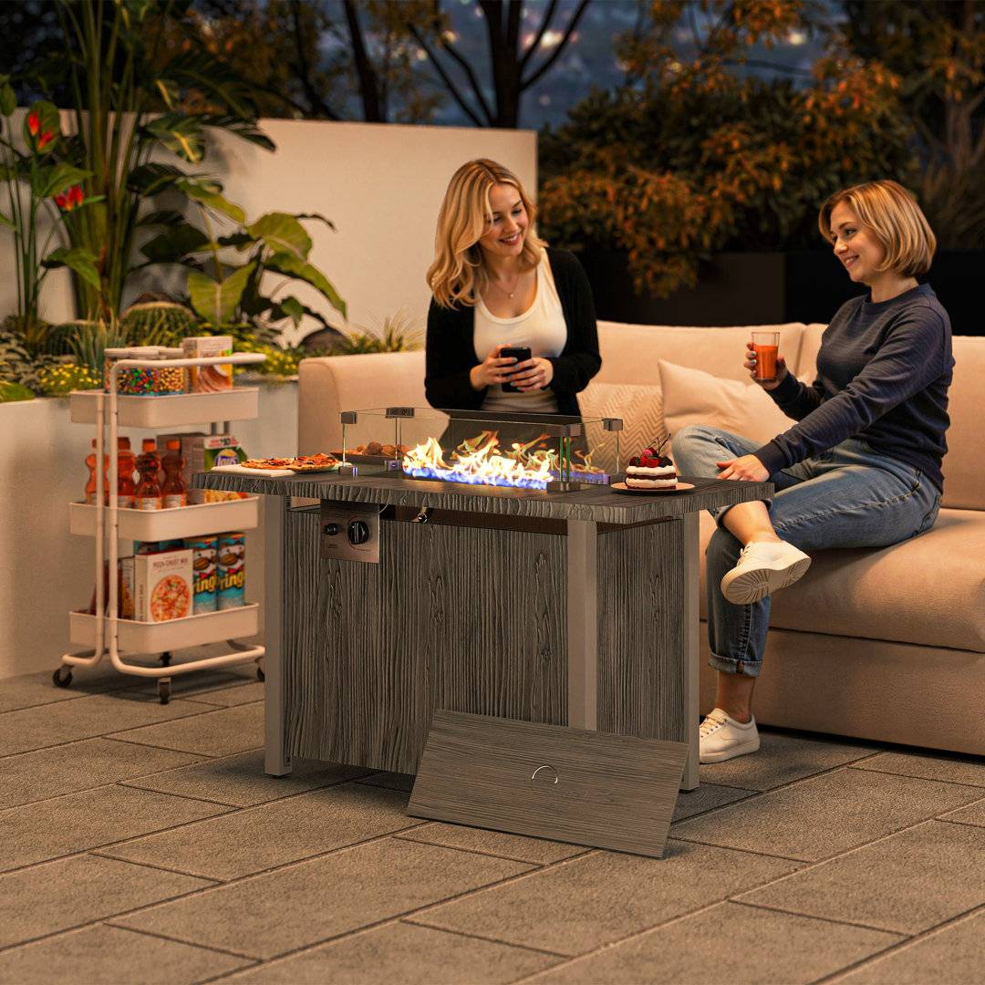 Brayden Studio Rectangle Propane Fire Pit Table Grey