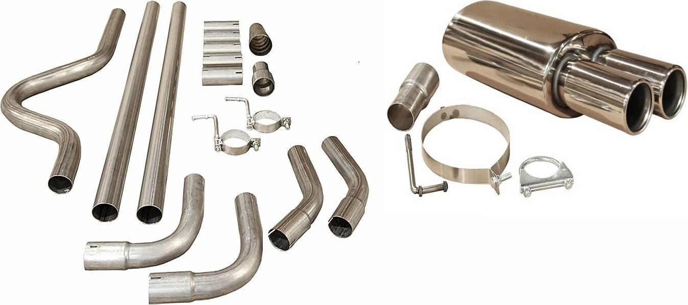 3" Exhaust System Back Box with Pipe Kit