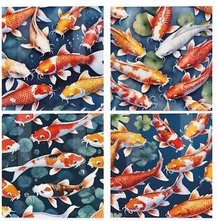 Purely Home Koi Fish Ceramic Set Coaster