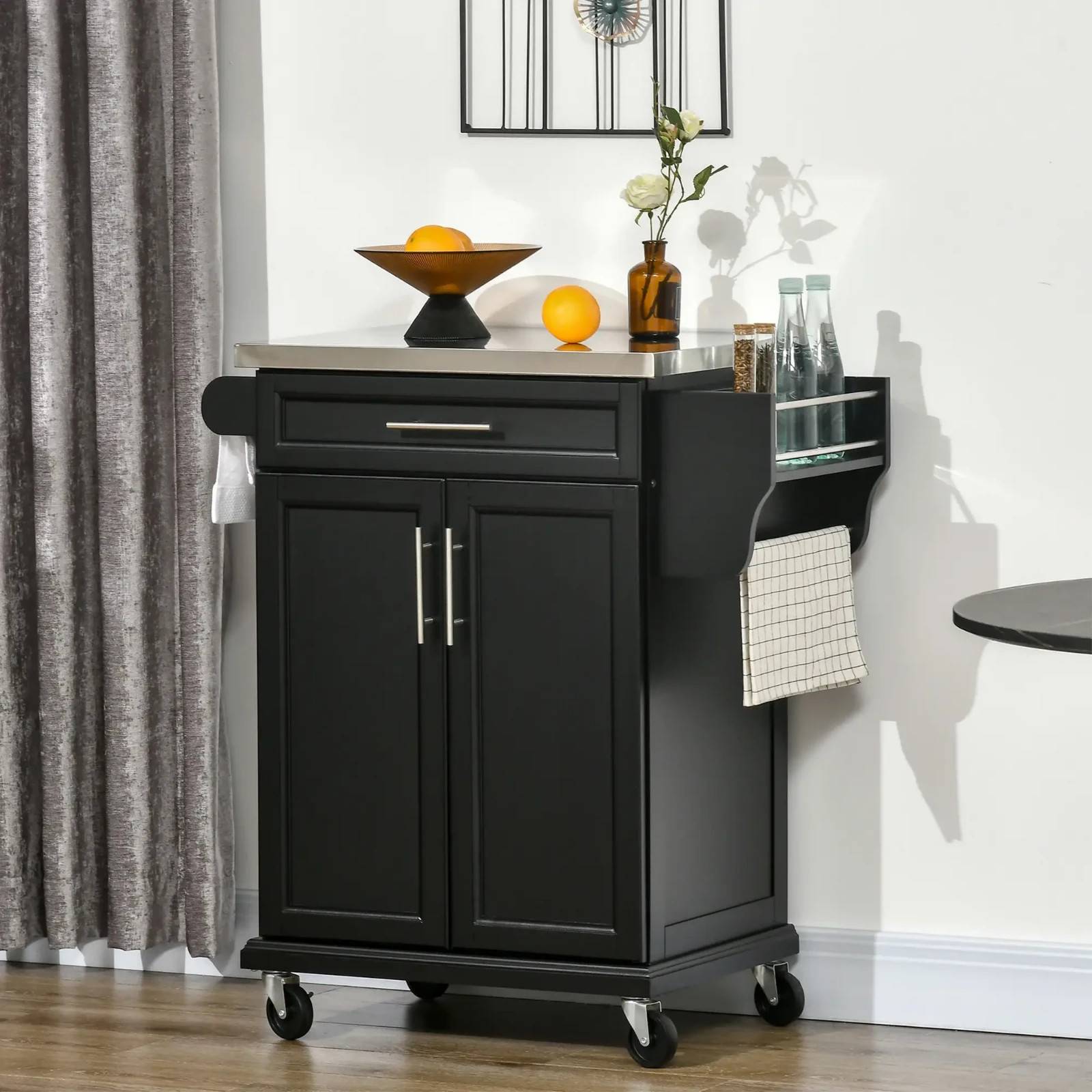 Homcom Rolling Kitchen Cart Storage Drawer Trolley Table