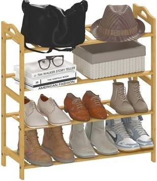 Homcom 4-Tier Bamboo Shoe Rack