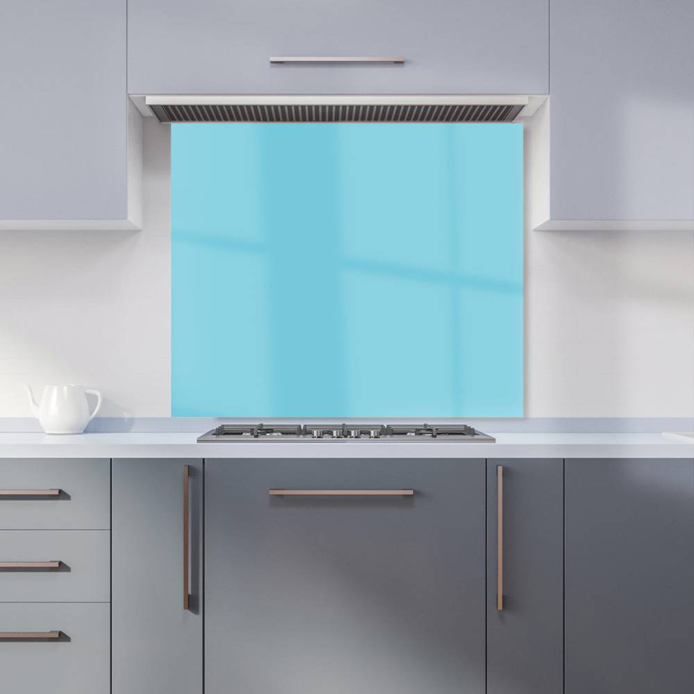 Warren Reed Designer Sky Blue Glass Kitchen Splashback 75 x 90 cm Splash Guard