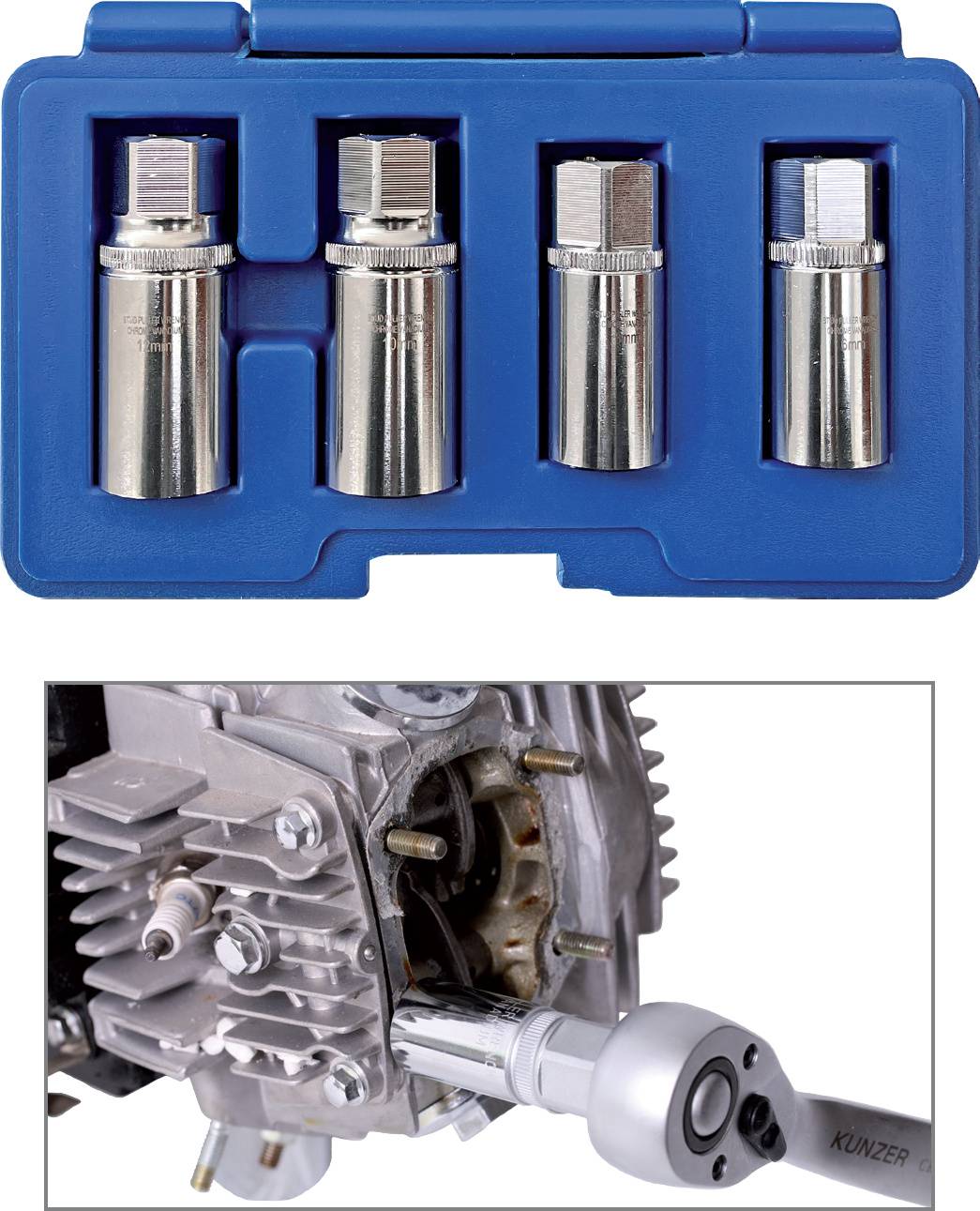 Kunzer 7SBA04 Screw Extractor Set 1/2 Tool Kit