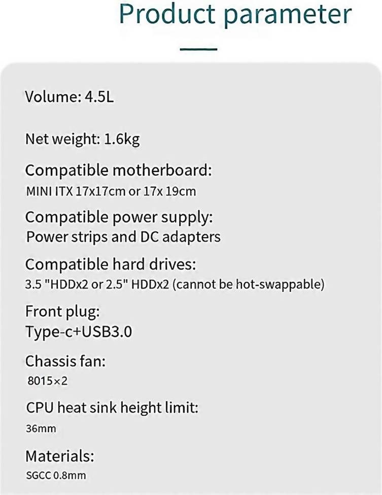Typecat Mini NAS Desktop ITX Computer Behuizing