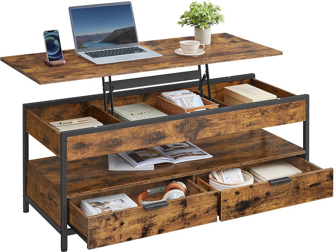 Table basse plateau relevable Vasagle Avec Plateau Relevable Marron Rustique Table Basse