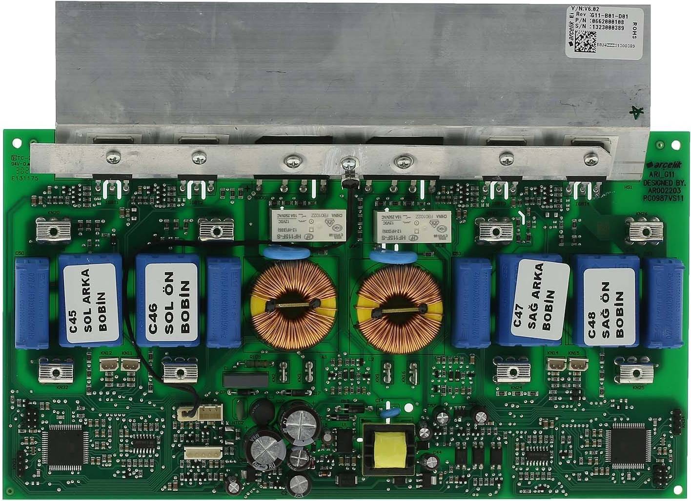 Beko Induction Hob Main Control Board Cooktop Pcb Module Heatsink