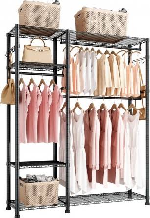 VEVOR Heavy Duty Garment Rack with 6 Adjustable Shelves Clothes Rack