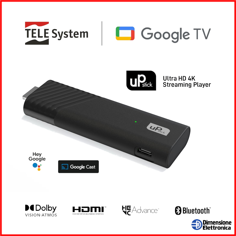 TELE System Ultra HD 4K Streaming Player Netflix Now Prime Rai