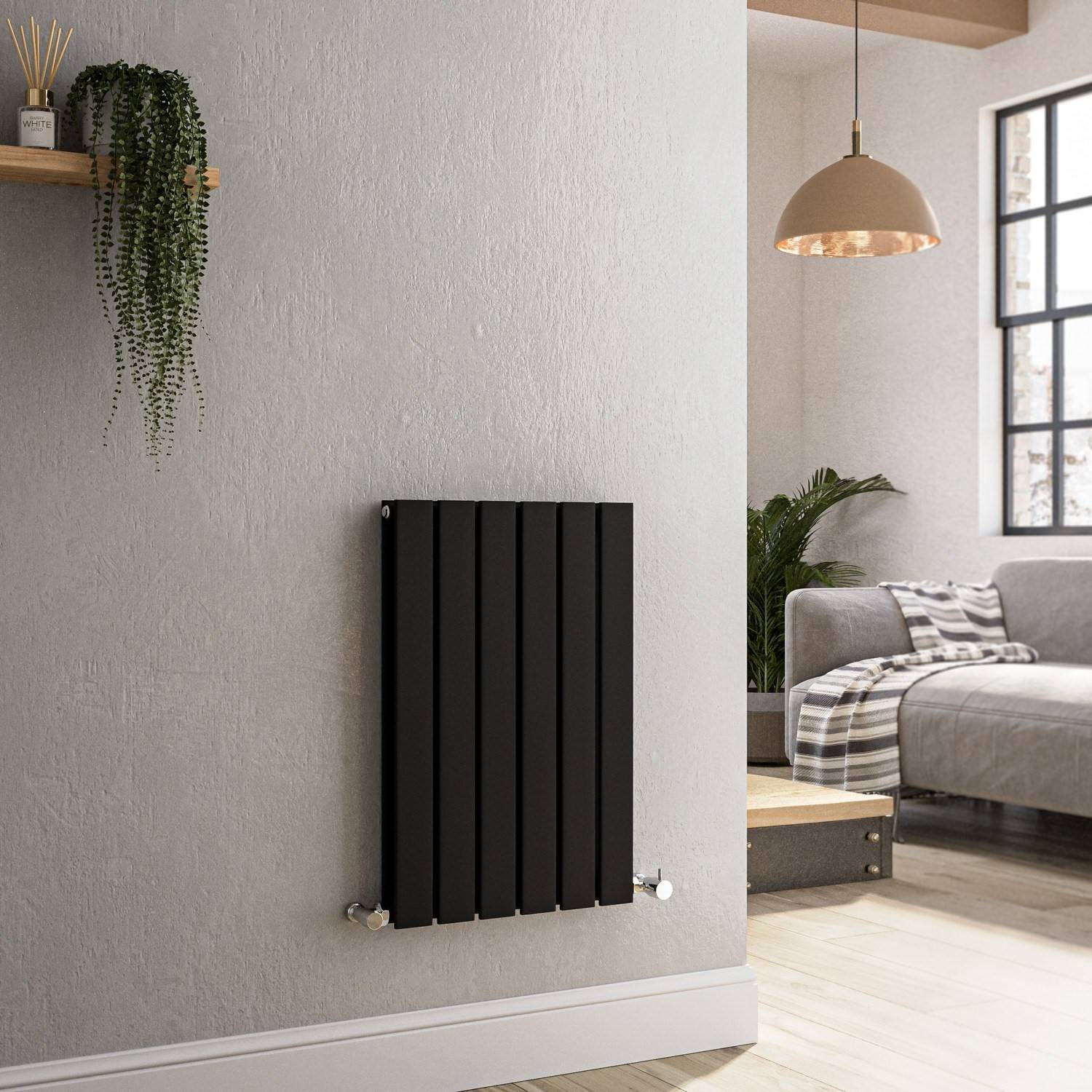 Midnight Black Horizontal Flat Designer Radiator