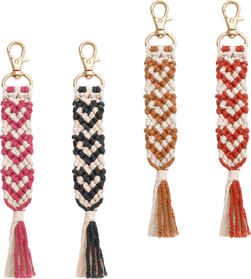 Inoomp Braided Rope Tassel Keychain Pendant Macrame