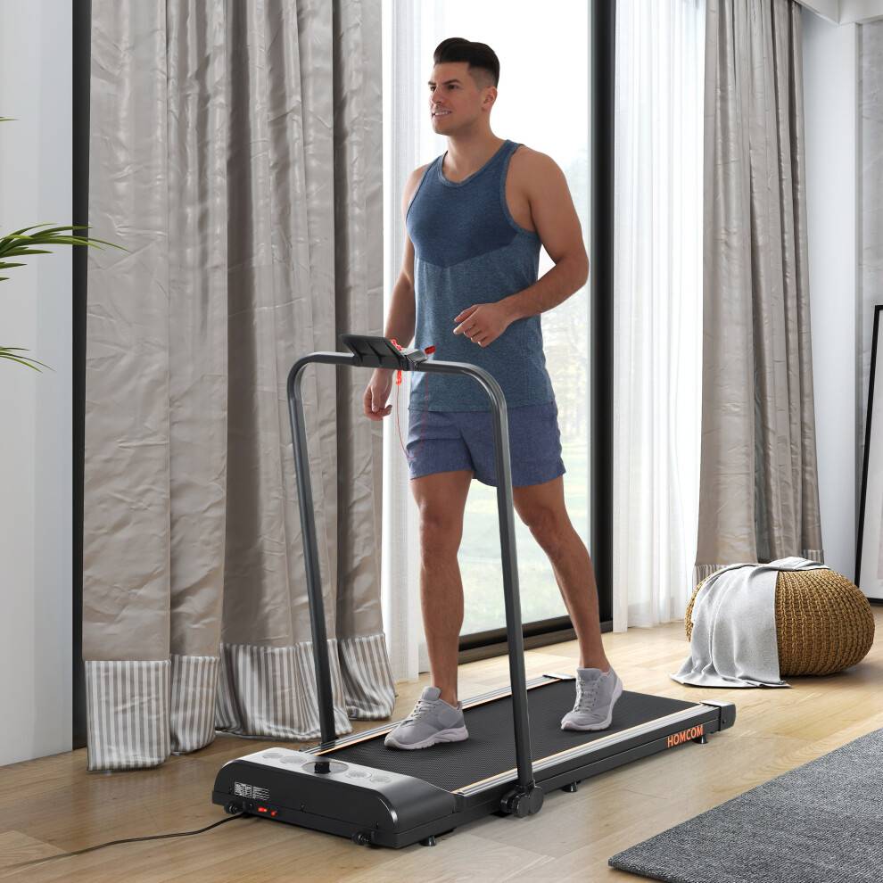 Homcom Foldable Walking Treadmill With Led Display Orange