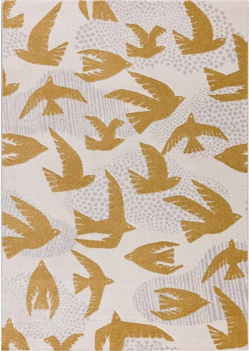 Child's Yellow Tipi Birds Rug