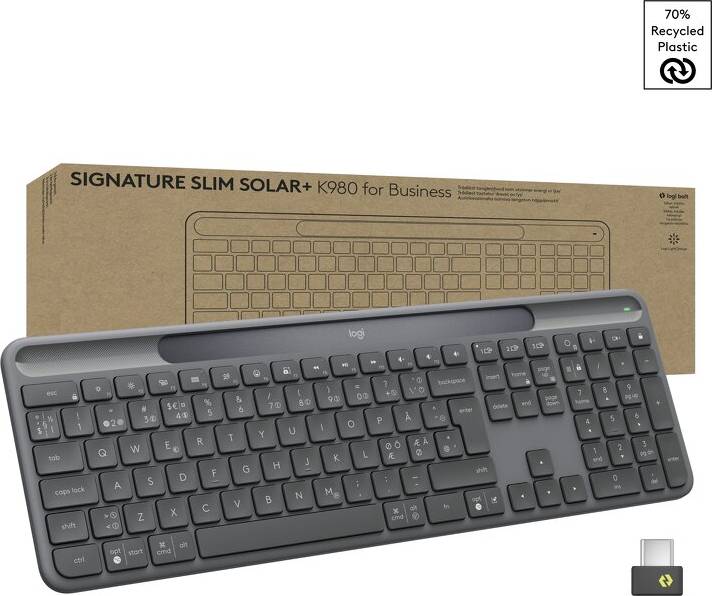 Logitech tastatur trådløs Logitech Signature Slim Solar K980 Wireless Keyboard