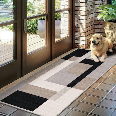 Large kitchen rugs Milo Neutral Printed Rug 60x220 Cm