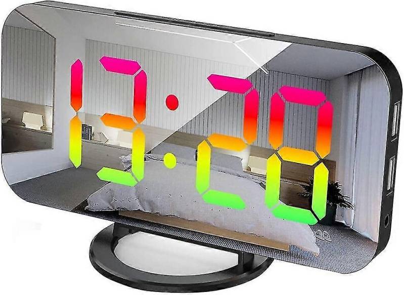 Kikidex Rgb Digital Alarm Clock 6.5 Inch Hd Mirror
