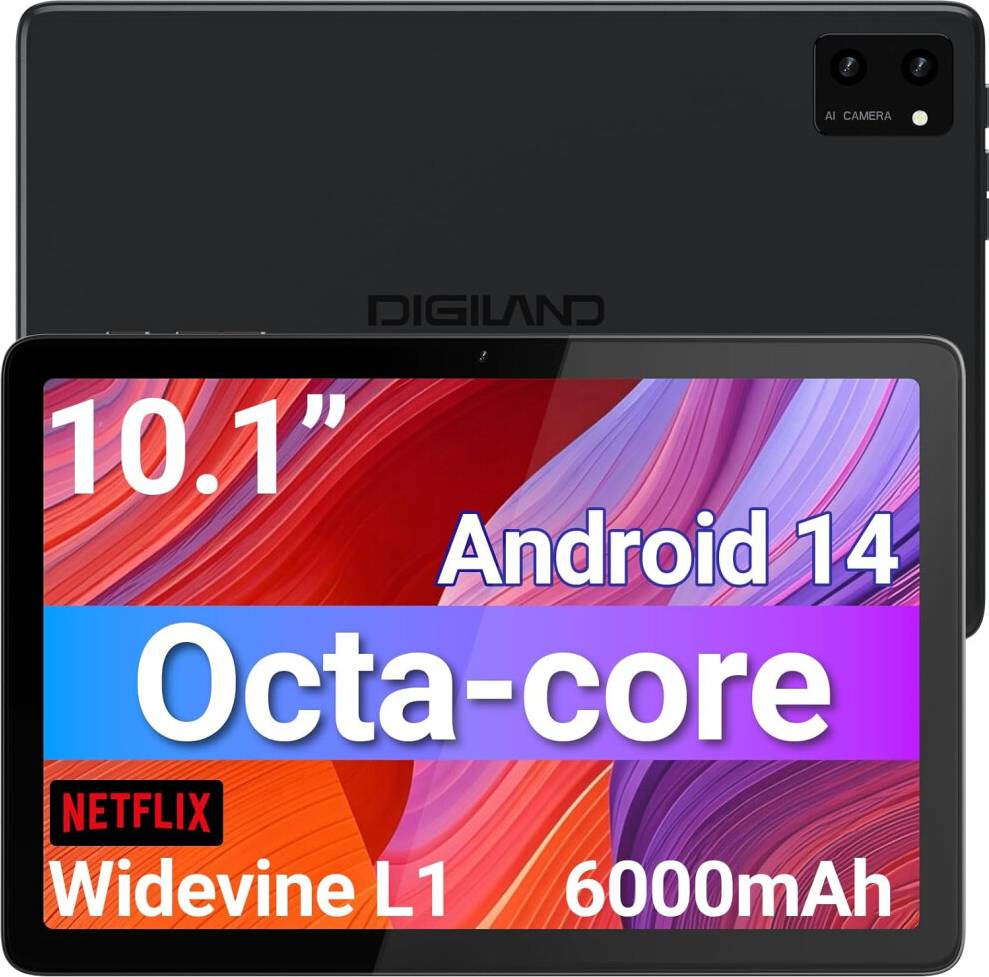 DigiLand Tablet 10.1 Inch Android 14 Octa-Core