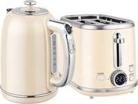 Homcom Polished Retro Kettle Toaster Set Cream