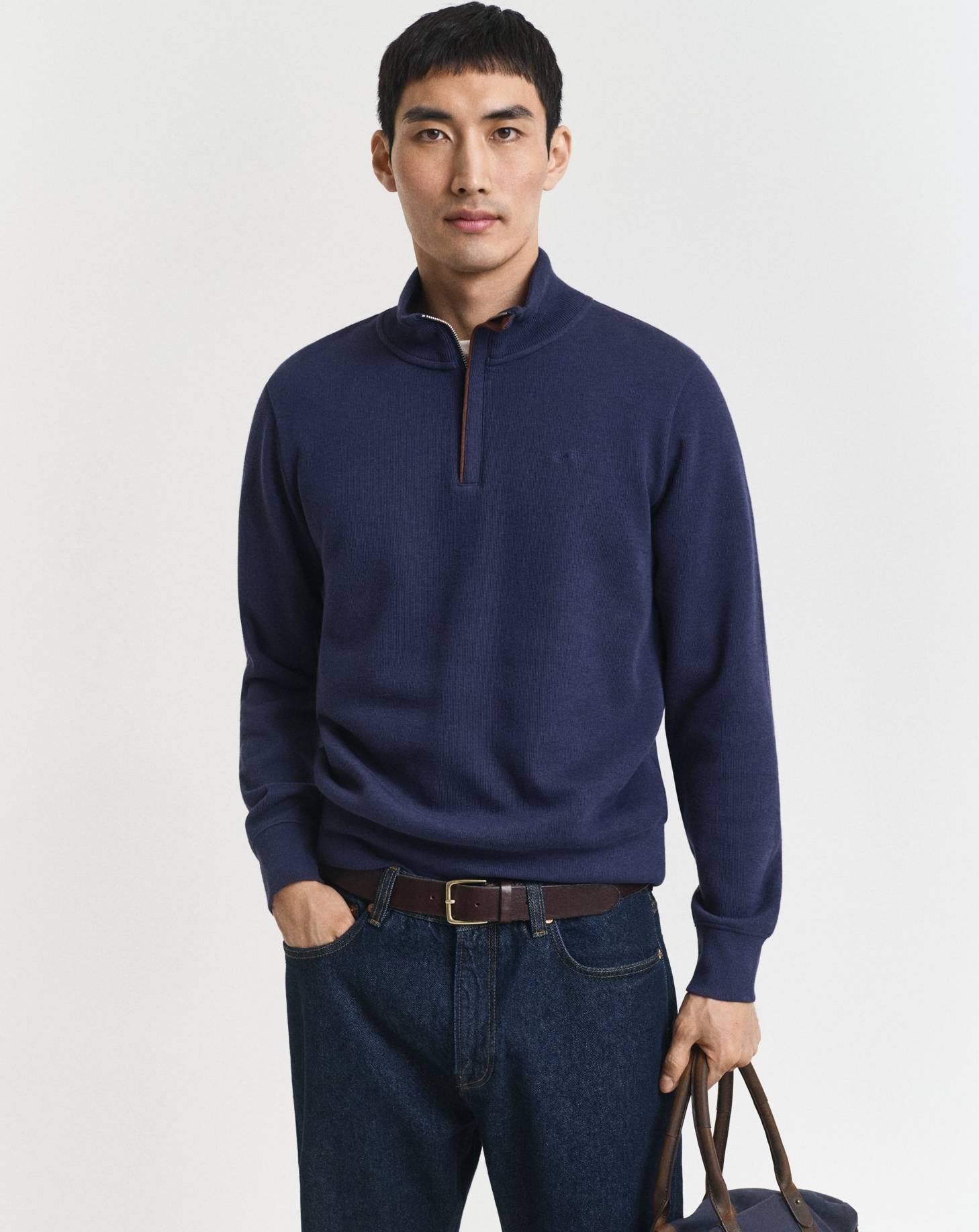 Men Sacker Rib Half-Zip Sweatshirt - Blue