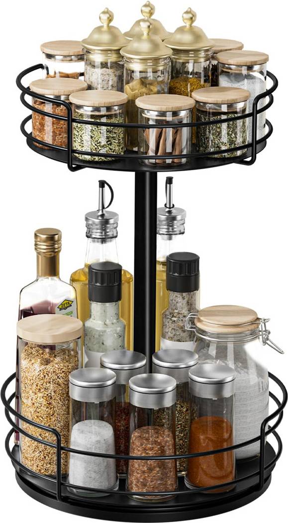 Belfry Kitchen 2 Tier Metal Rotating Spice Rack
