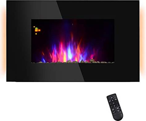 Homcom Cheminée Électrique Murale LED 7 Effets Flammes