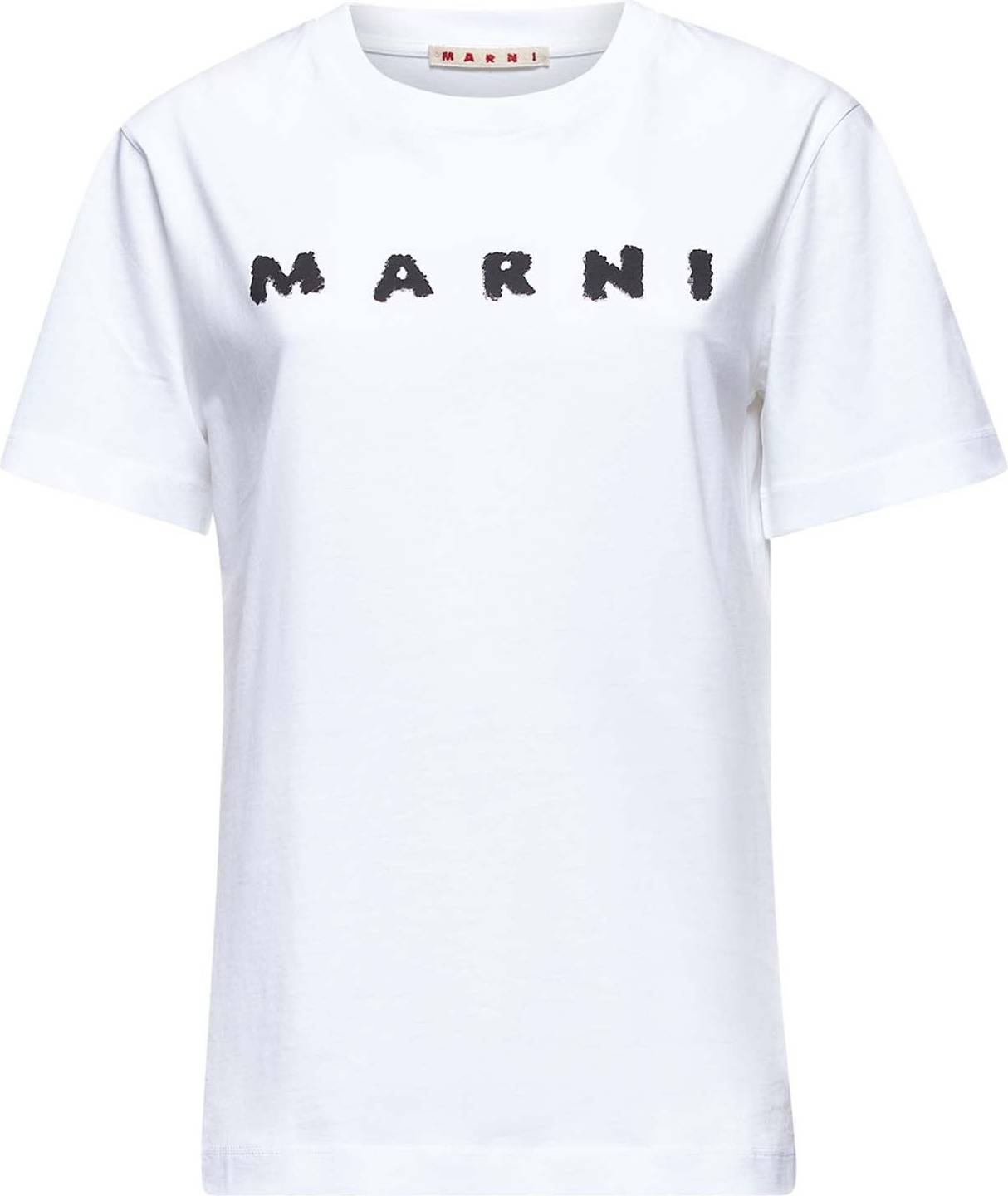 Marni Ribbad T-Shirt Med Rund Hals Logo -