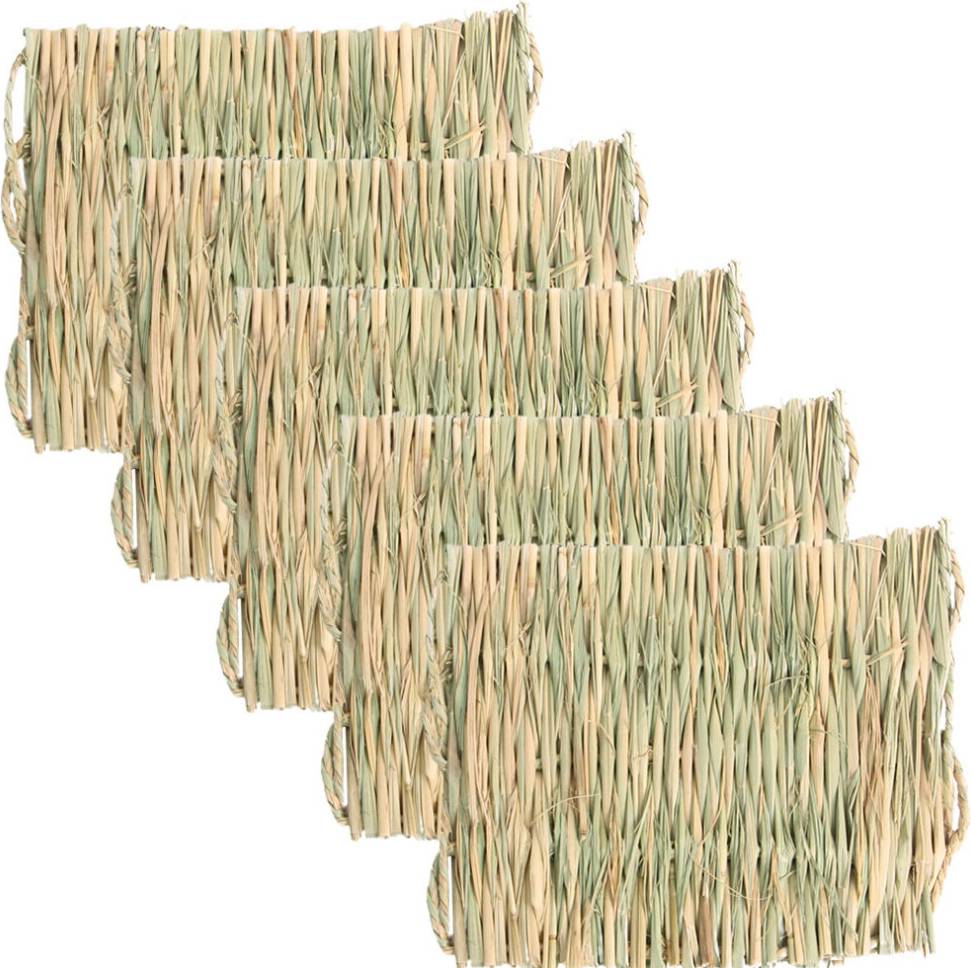5 Pcs Straw Rabbit Mat Grass Woven Bed