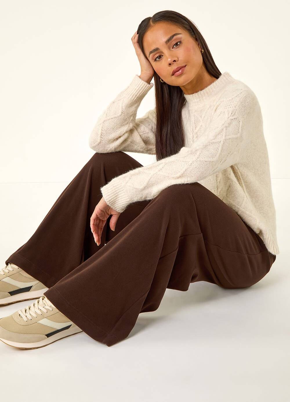 Roman Brushed Ribbed Trouser - Chocolate