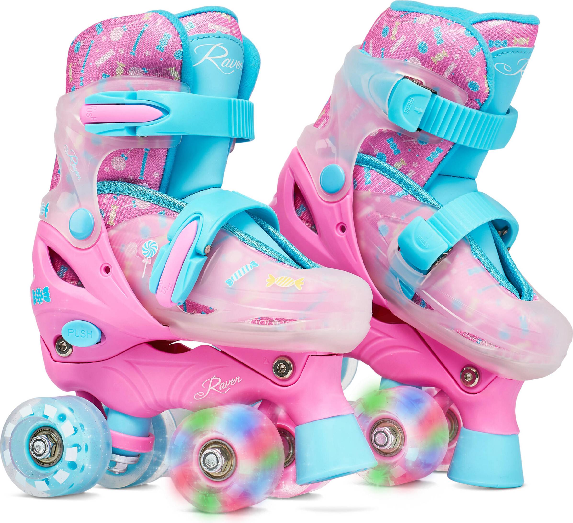 Raven Caramell Rullskridskor Front Led Wheels - Rosa/Blå