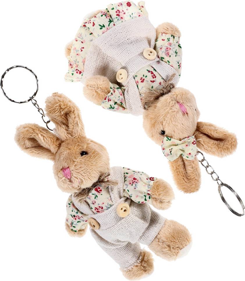 Solustre 8 Pcs Rabbit Keychain Stuffed Animal Key Ring Pendant
