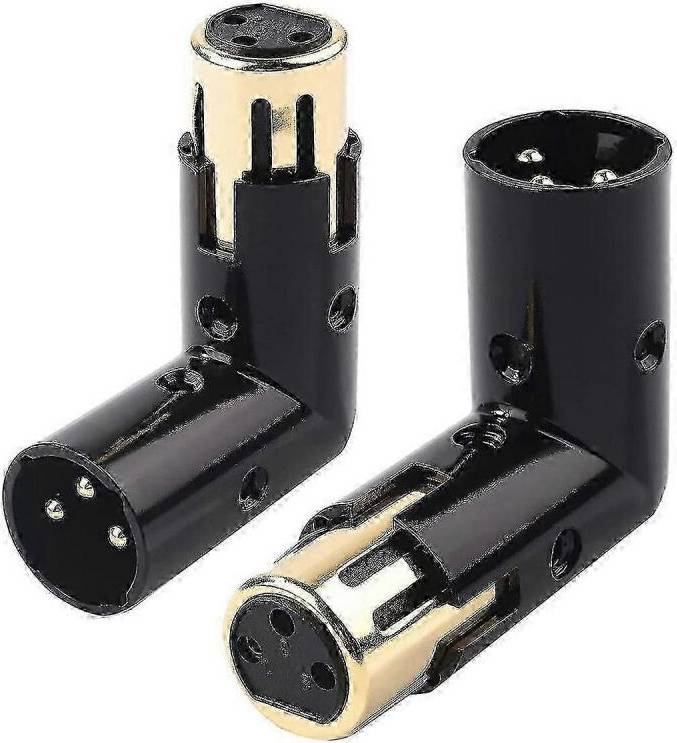 2PCS XLR 3Pin Right Angle Adapter Plug
