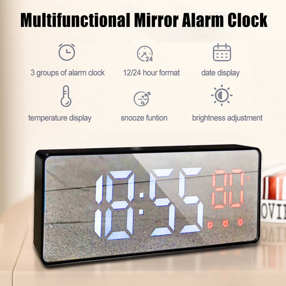 Bakeey LED Digital Voice Control Mirror Alarm Clock