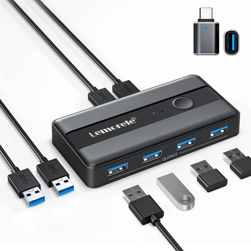 USB 3.0 KVM Switch Adapter 2 Input 4 Output