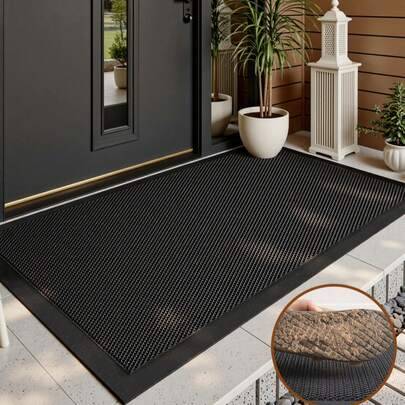 Shein Versatile Easy To Clean PVC Rubber Doormat With Elastic Mesh