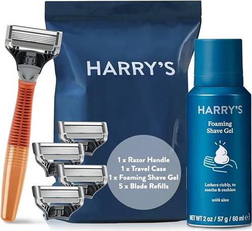 Harry's Men's Razor Set with Bright Orange Handle