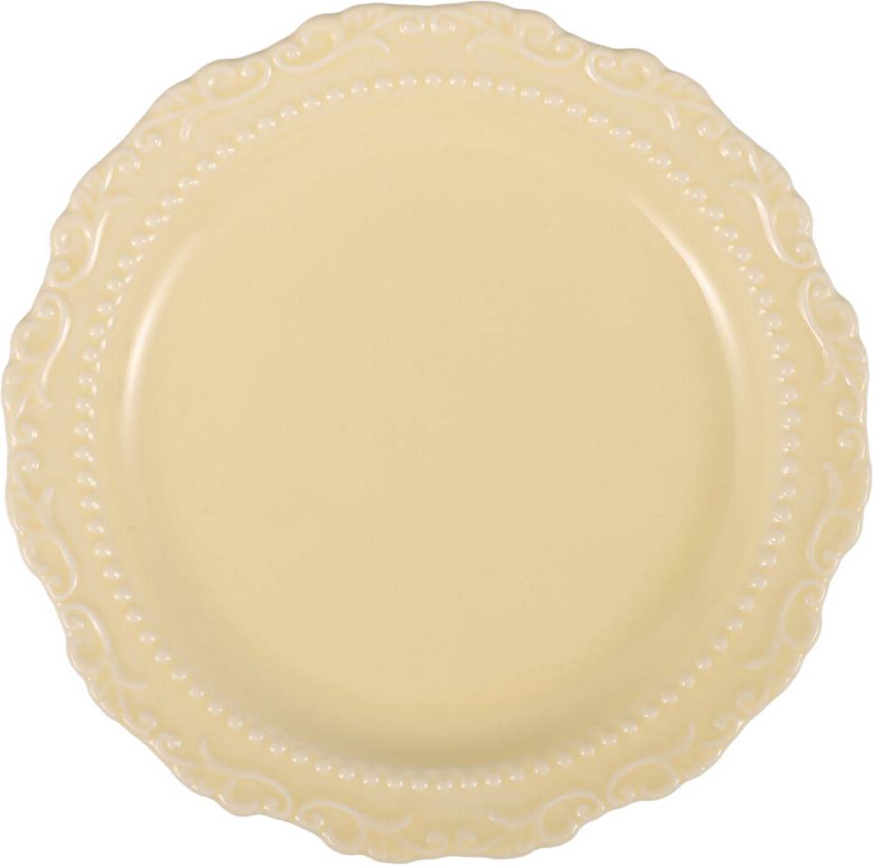 Happyyami Yellow Ceramic With Embossed Design Dinner Plate