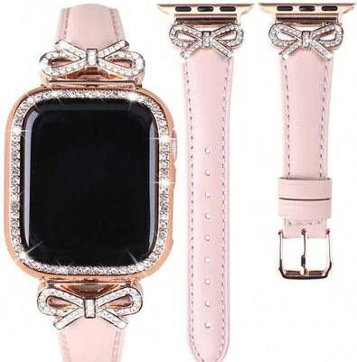 Shein 2 In 1 Rose Gold Butterfly Rhinestone Leather Strap