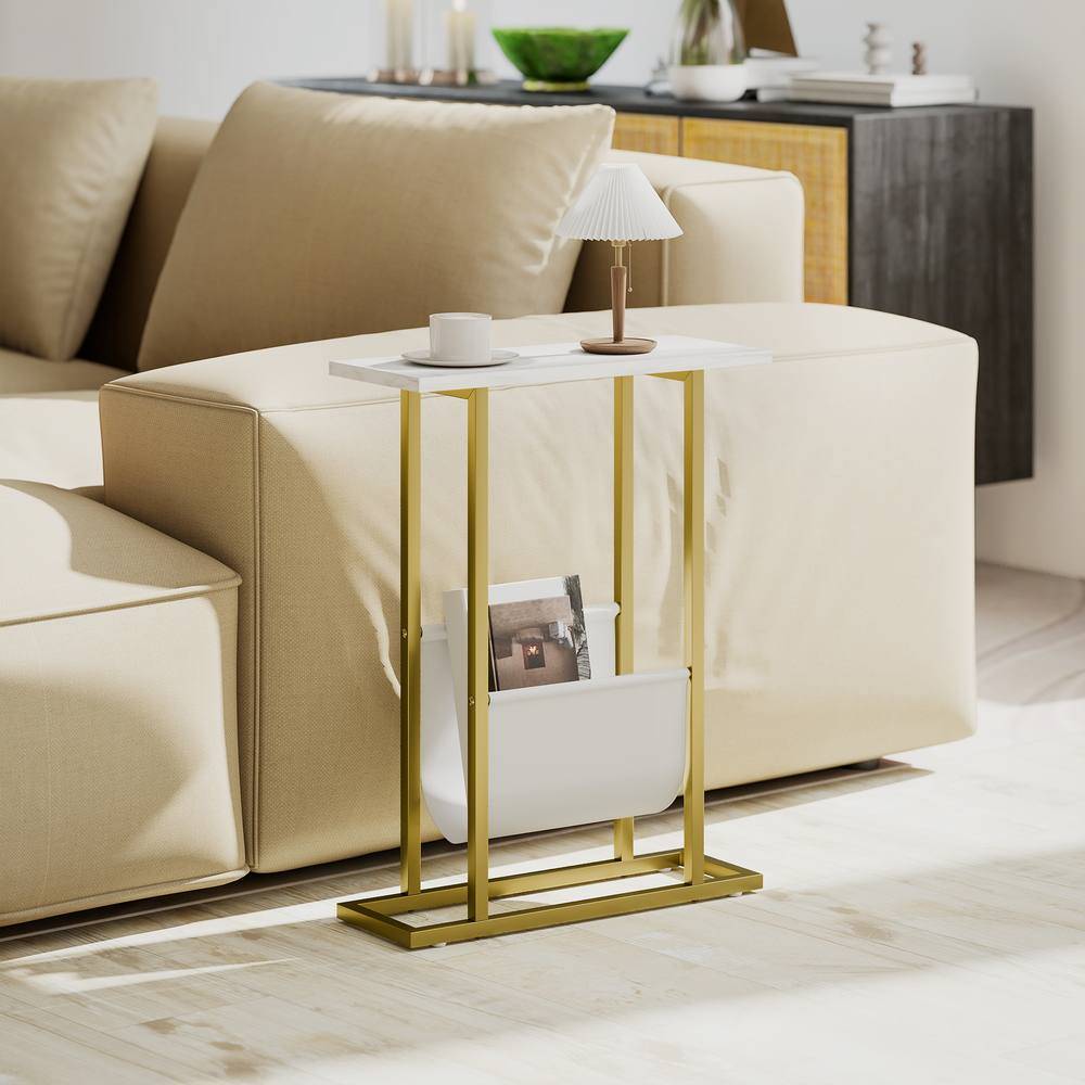 Homcom Narrow Side With Magazine Holder Small Table