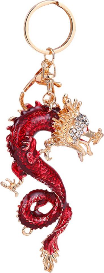 Ohphcall 3pcs Alloy Dragon Rhinestone Keychain
