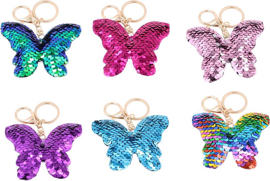 Car key holder Solustre 3pcs Sequined Key Rings for Car Keys