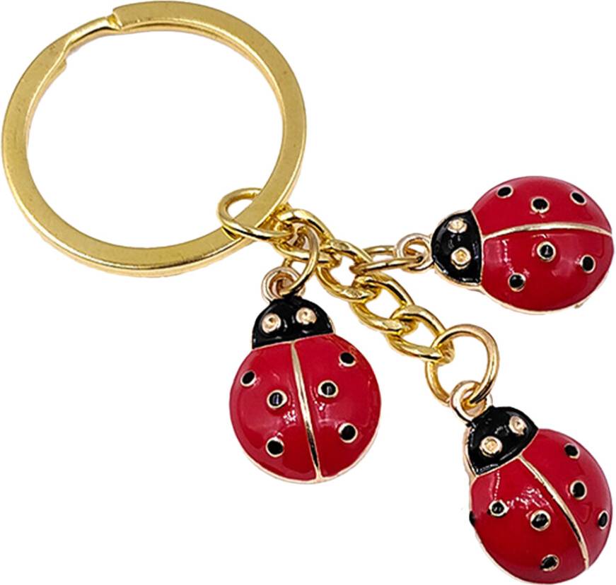 Solustre Ladybug Keychain Metal Key Ring - Multicolor