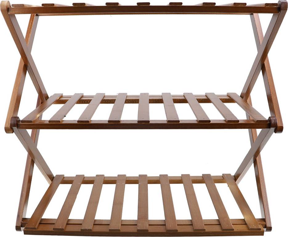 Solustre Three-Tier Foldable Bamboo Shoe Rack