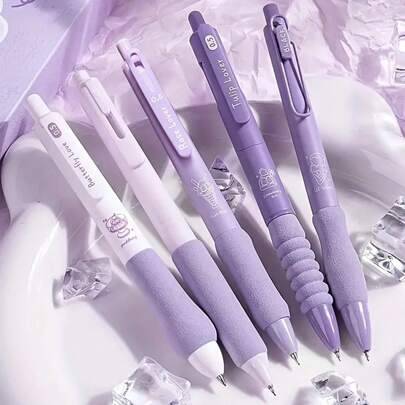 Shein 5pcs Quick-Drying Push Button Pen Set