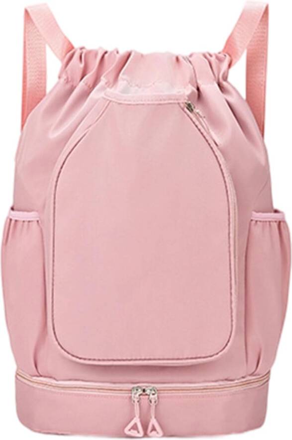 Drawstring Large Capacity Sports Gym Backpack Bag with Shoe Compartment