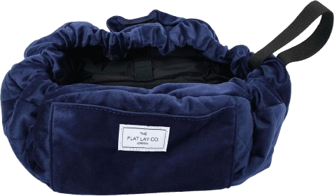 Drawstring Makeup Bag - Deep Blue Velvet