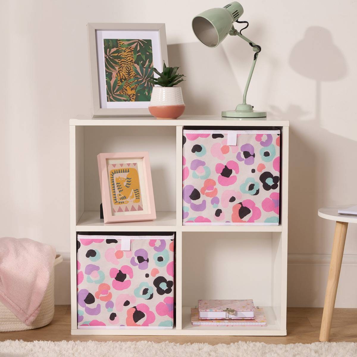 OHS Leopard Print Cube Boxes Multi 2 Pack Storage Box