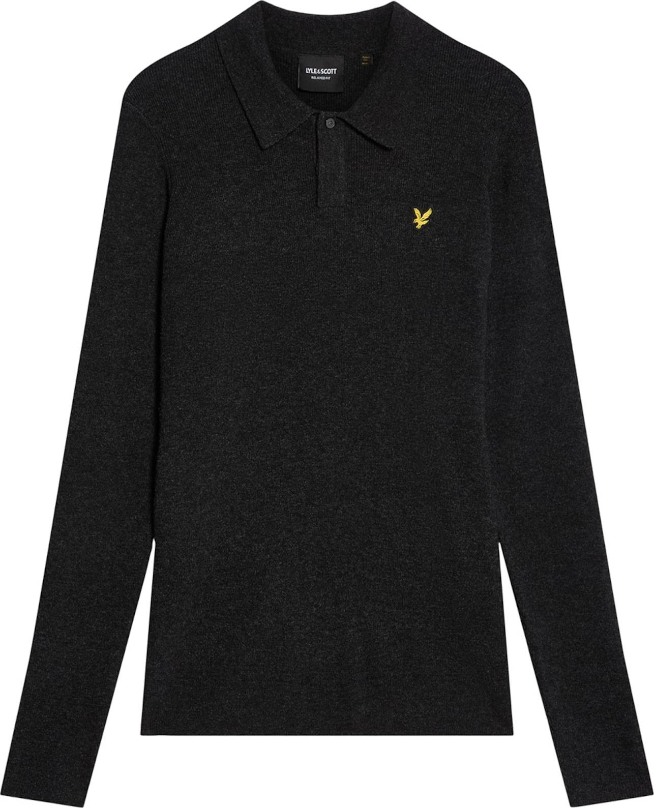 Lyle & Scott Lambswool Blend Rugby Jumper Pullover Sort